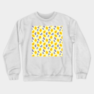 Yellow lemon pattern with blue leaves Crewneck Sweatshirt